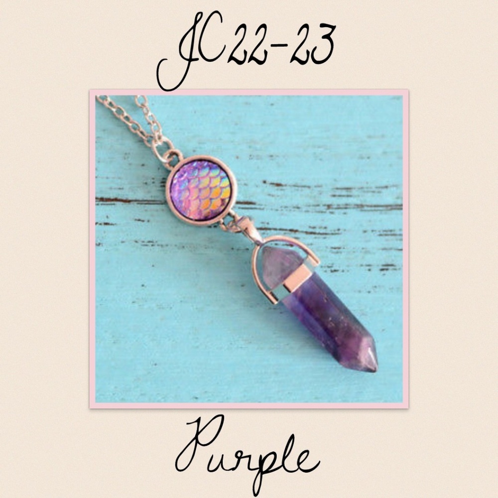 ✔SOLD✔ Purple Mermaid Scale Stone Necklace - Picture 1 of 3